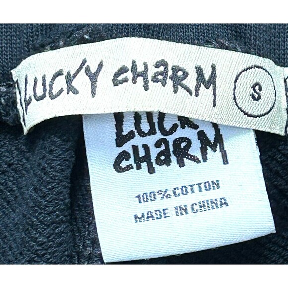 BKYS Lucky Charm Mens Sz S Black Summer Sweat Shorts Fleece Embroidered Comfort - Picture 10 of 12